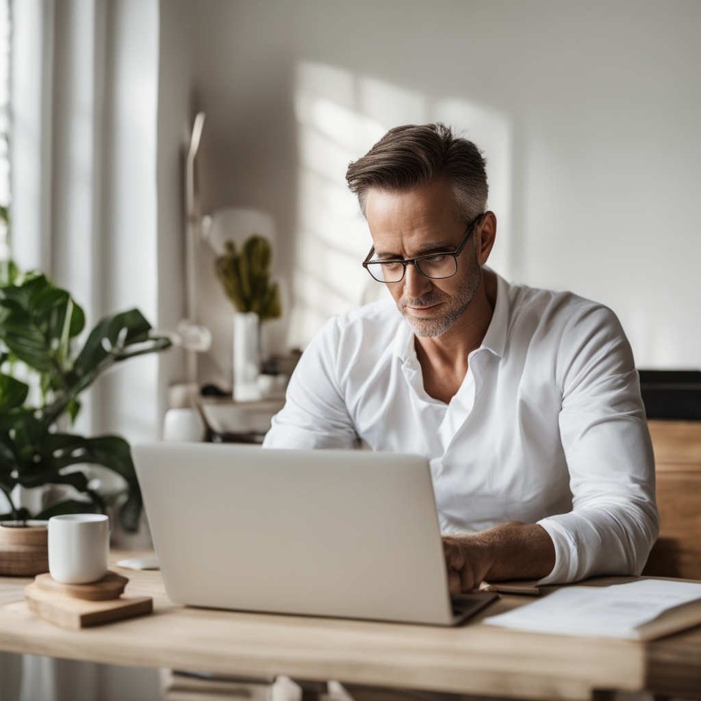 A man who is working fully remote in his home.